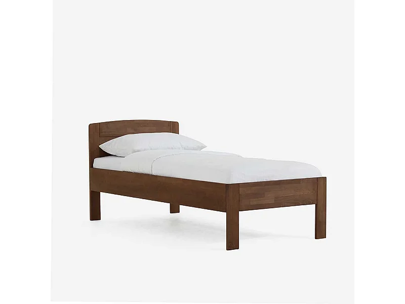 Singlebett in Walnussfarben Buche Massivholz