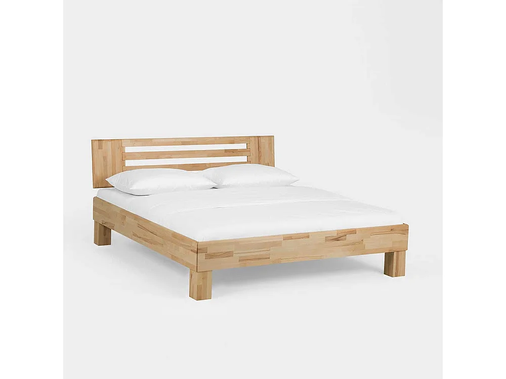 Ehebett mit Nachtkommoden Kernbuche massiv (dreiteilig)