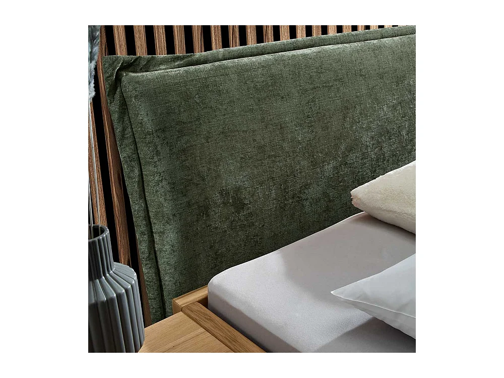 140x200 Bett mit Konsole in Wildeichefarben Dunkelgrün (dreiteilig)