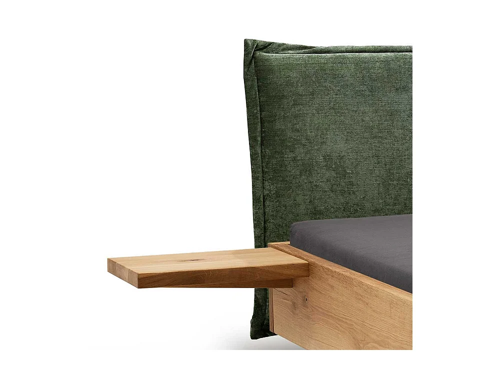 140x200 Bett mit Konsole in Wildeichefarben Dunkelgrün (dreiteilig)