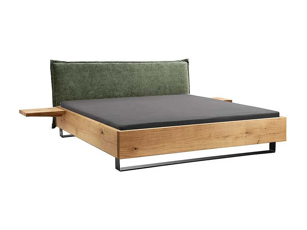 140x200 Bett mit Konsole in Wildeichefarben Dunkelgrün (dreiteilig)