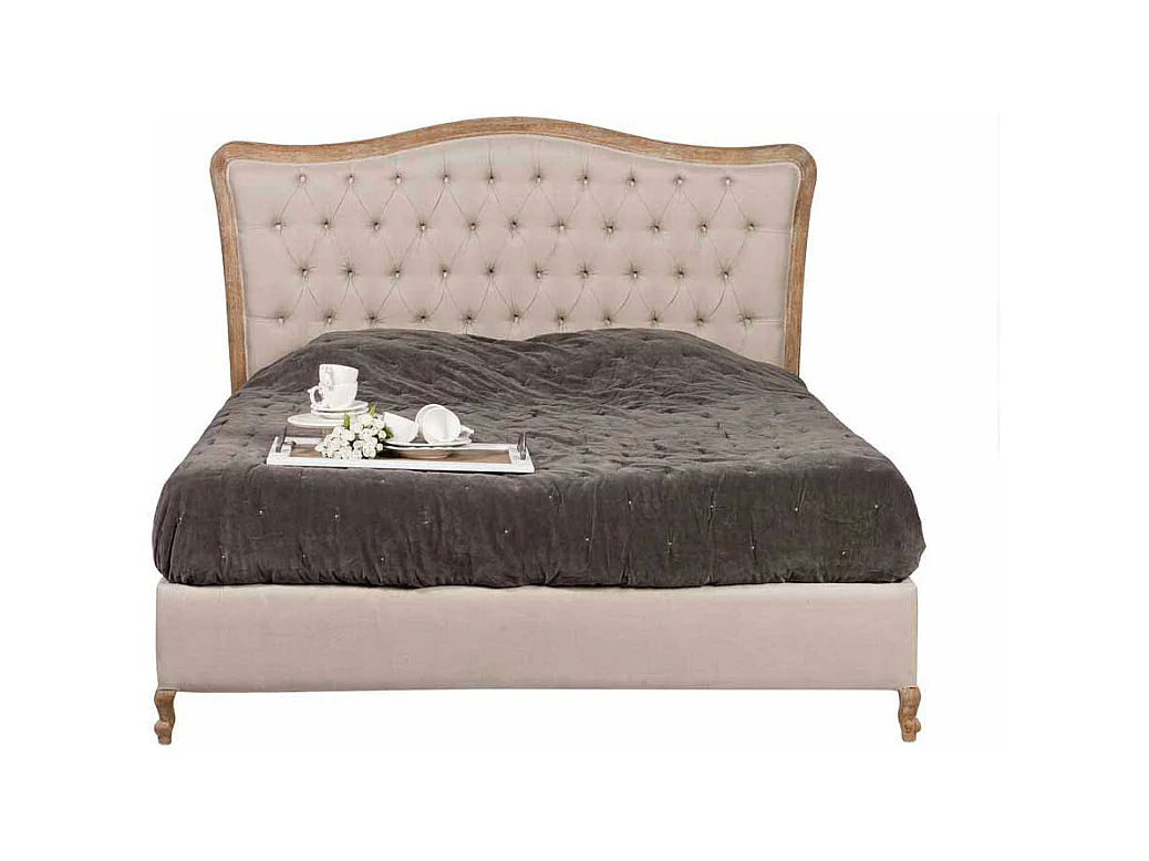 Bett im Vintage Design Creme Weiß