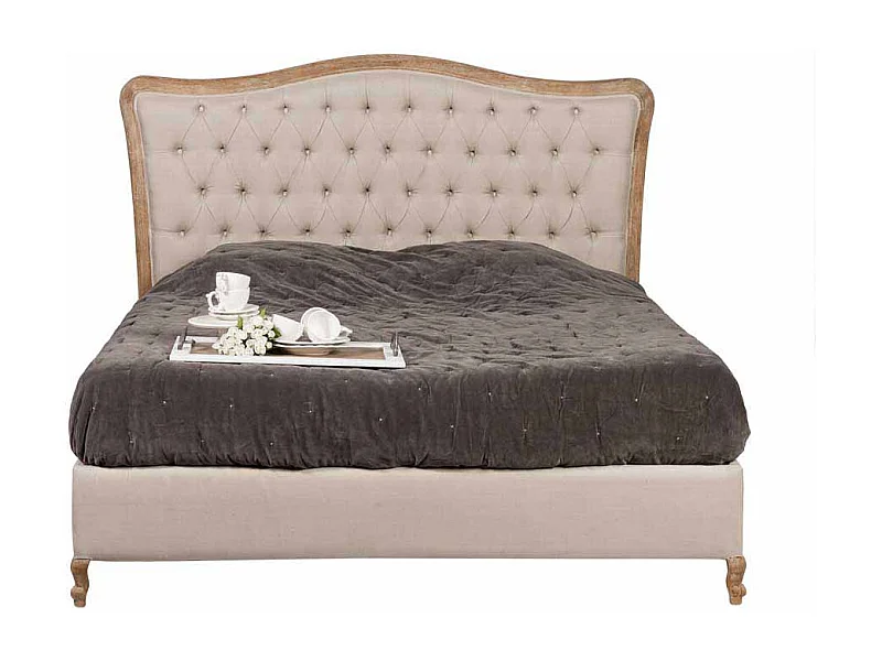 Bett im Vintage Design Creme Weiß