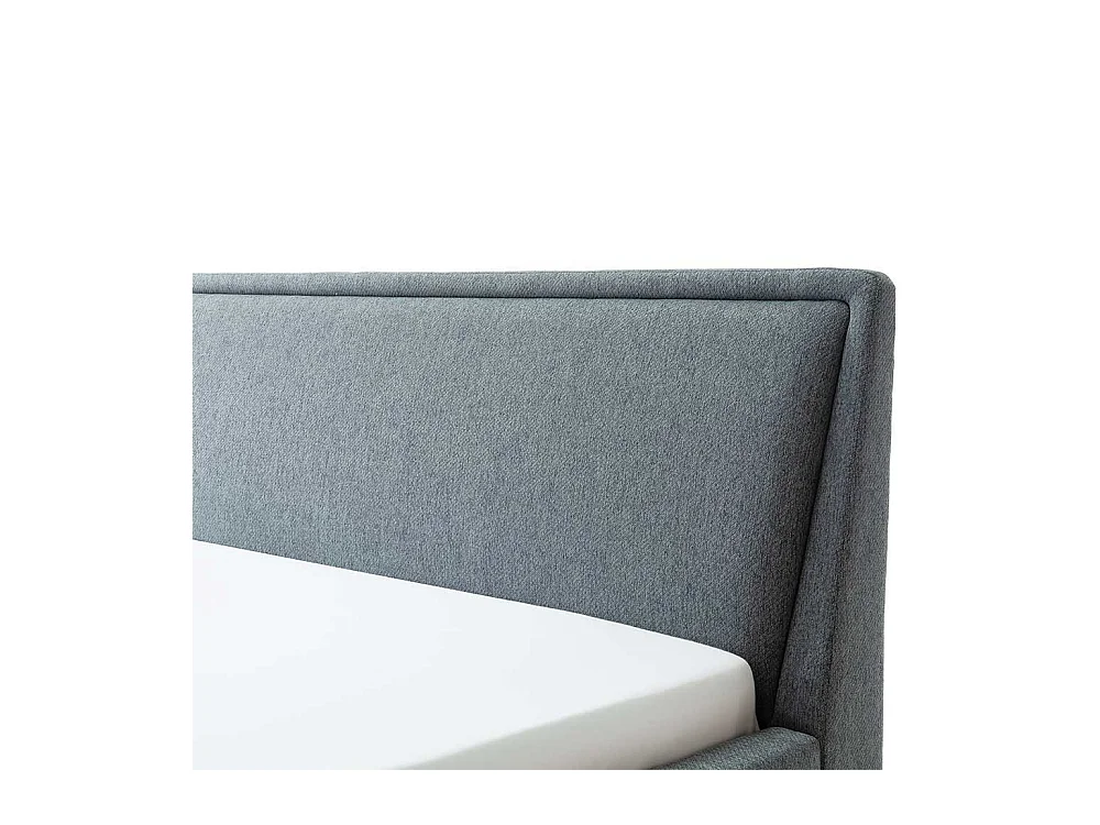 Skandi Polster Bett in Blaugrau Eichefarben