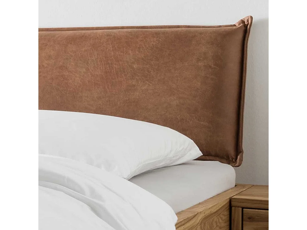 Massivbett mit Polster Kopfteil Wildeiche geölt