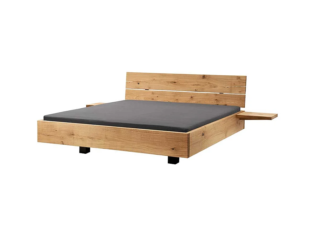 Holzbettgestell im Industry und Loft Stil zwei Nachtkommoden (dreiteilig)