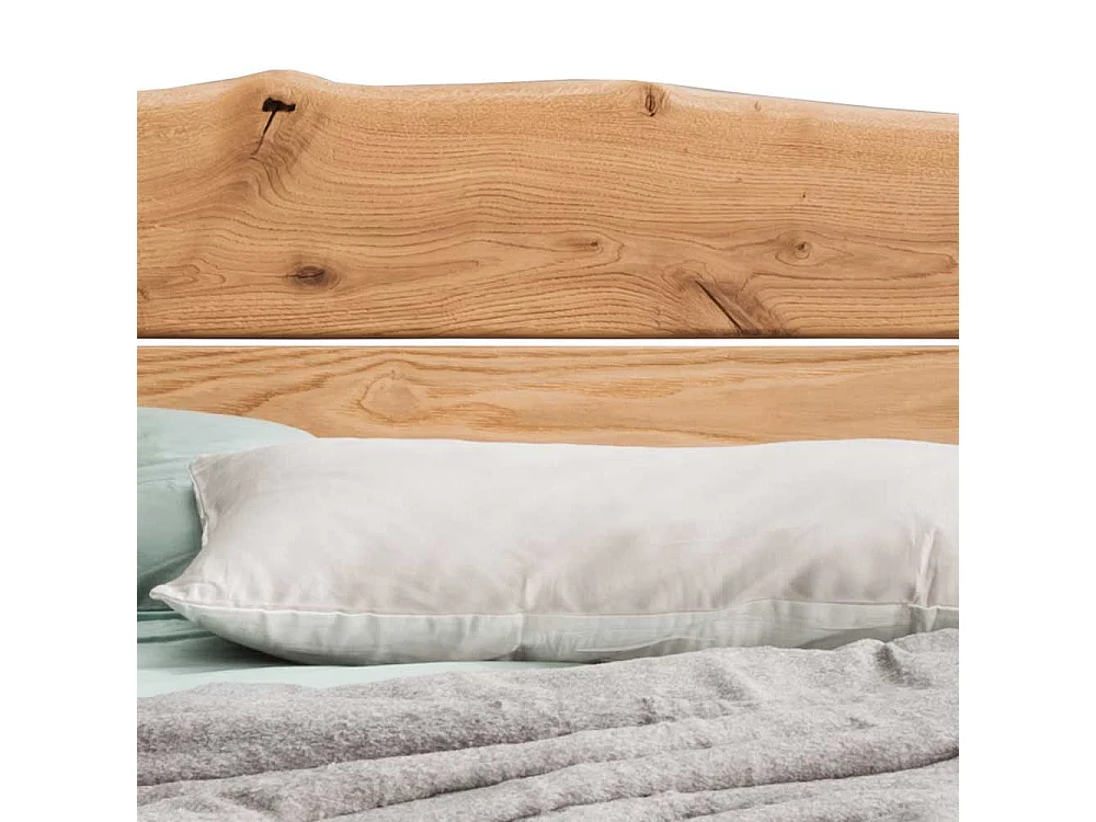 Massivholz Bett in Wildeichefarben geölt zwei Nachtkommoden (dreiteilig)