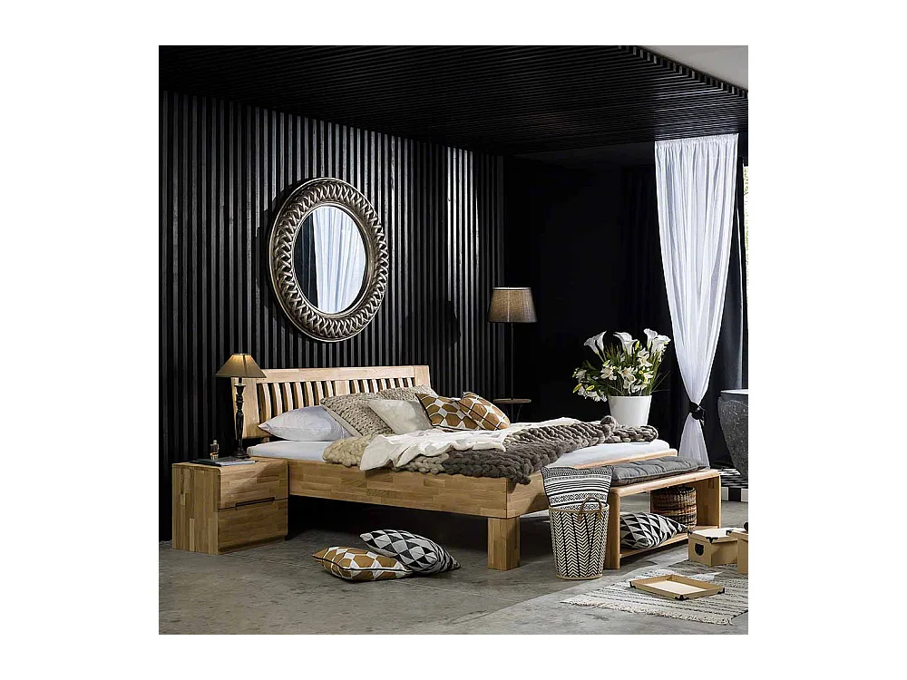 Bett aus Wildeiche Massivholz mit überlänge