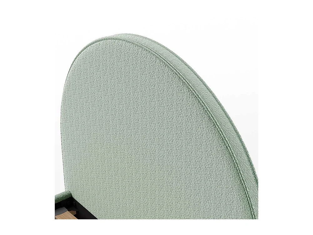 Polsterbett 90x200 cm in Grün Boucle Vierfußgestell aus Holz