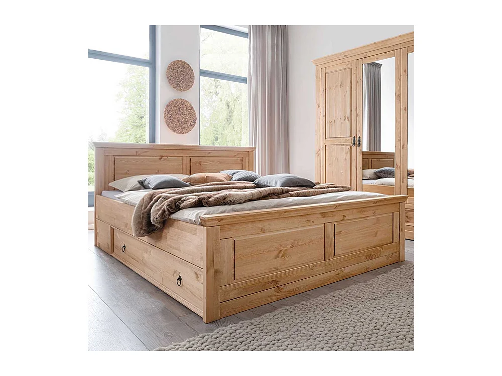 Massivholzbettgestell in Eichefarben gebeizt und geölt Kiefer