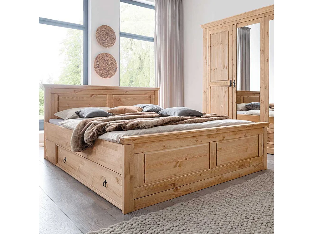 Massivholzbettgestell in Eichefarben gebeizt und geölt Kiefer