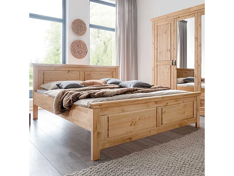 Massivholzbettgestell in Eichefarben gebeizt und geölt Kiefer