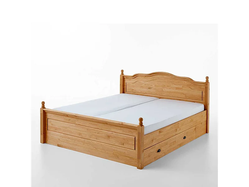Massivholzbett im Landhausstil Kiefer gebeizt und geölt