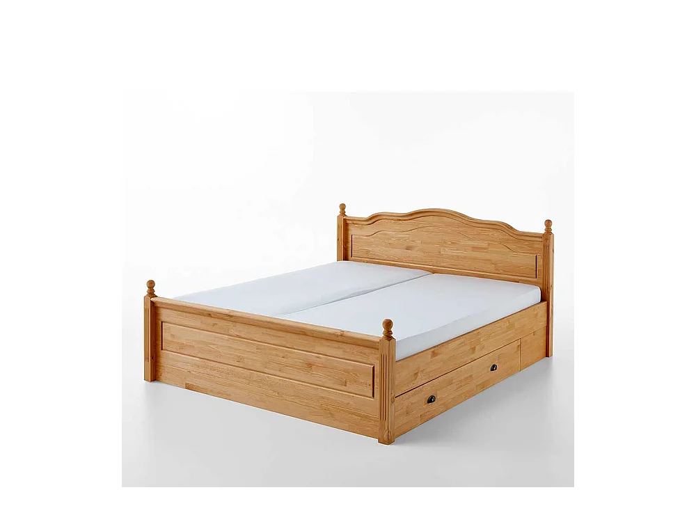 Massivholzbett im Landhausstil Kiefer gebeizt und geölt
