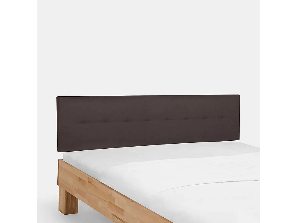 Doppelbett mit Polster in Dunkelbraun Kernbuche Massivholz (dreiteilig)