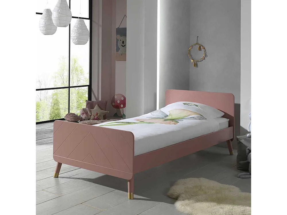 Mädchenbett in Rosa und Goldfarben 90x200 cm