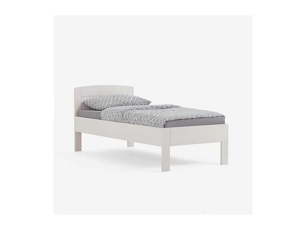 Einzelbett in Weiß Buche massiv