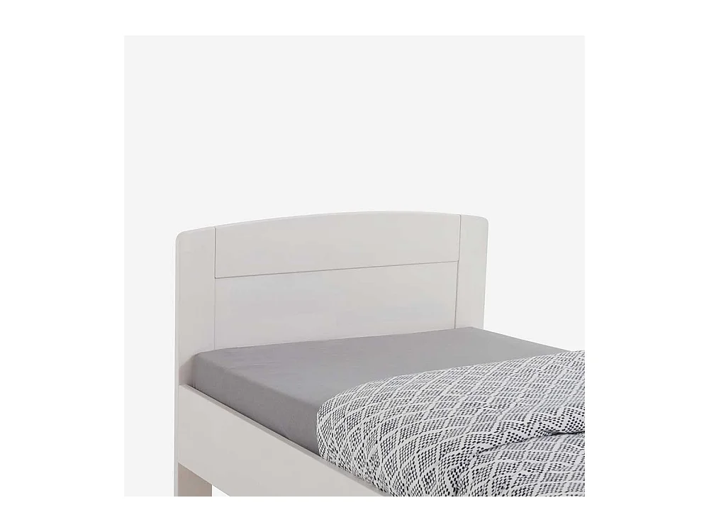 Einzelbett in Weiß Buche massiv