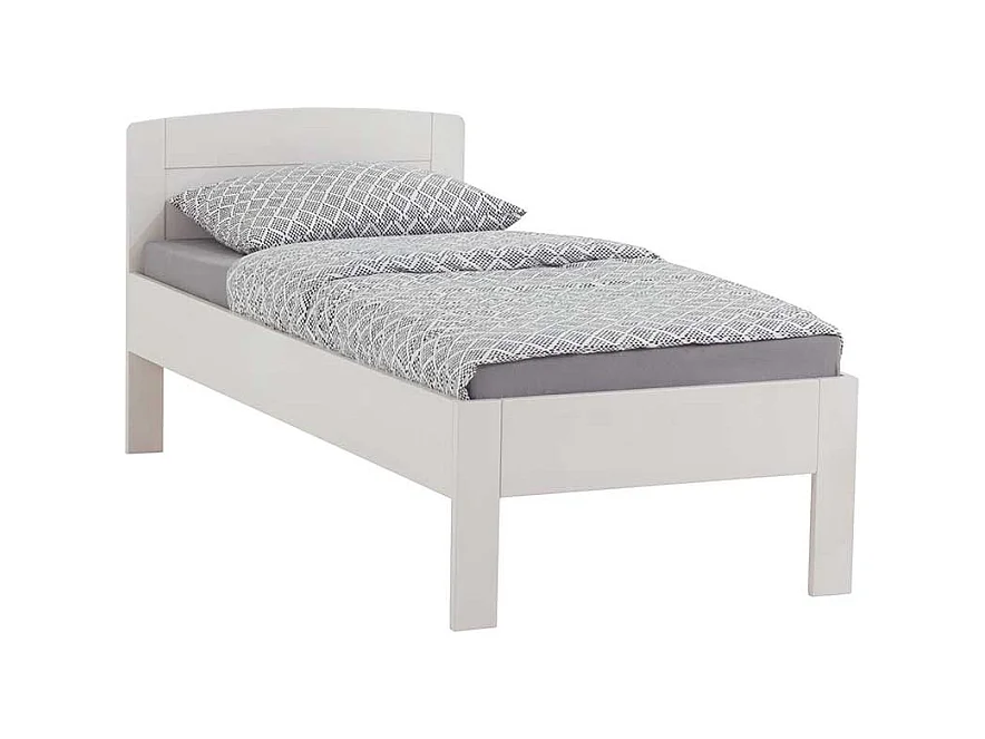 Einzelbett in Weiß Buche massiv