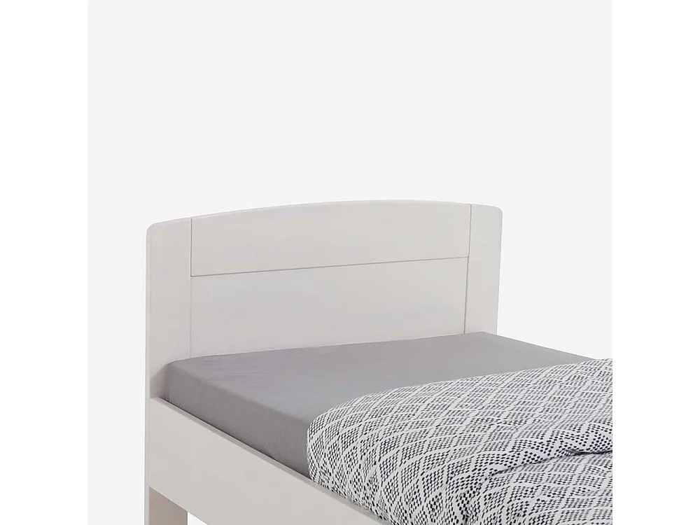 Einzelbett in Weiß Buche massiv