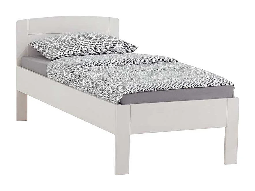 Einzelbett in Weiß Buche massiv