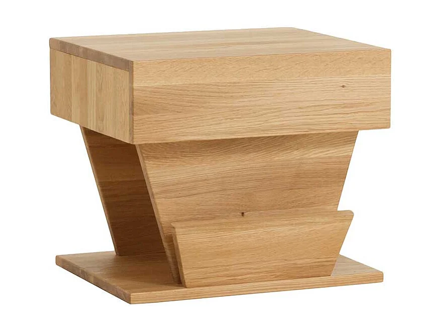 Bett aus Wildeiche Massivholz schwebend (dreiteilig)