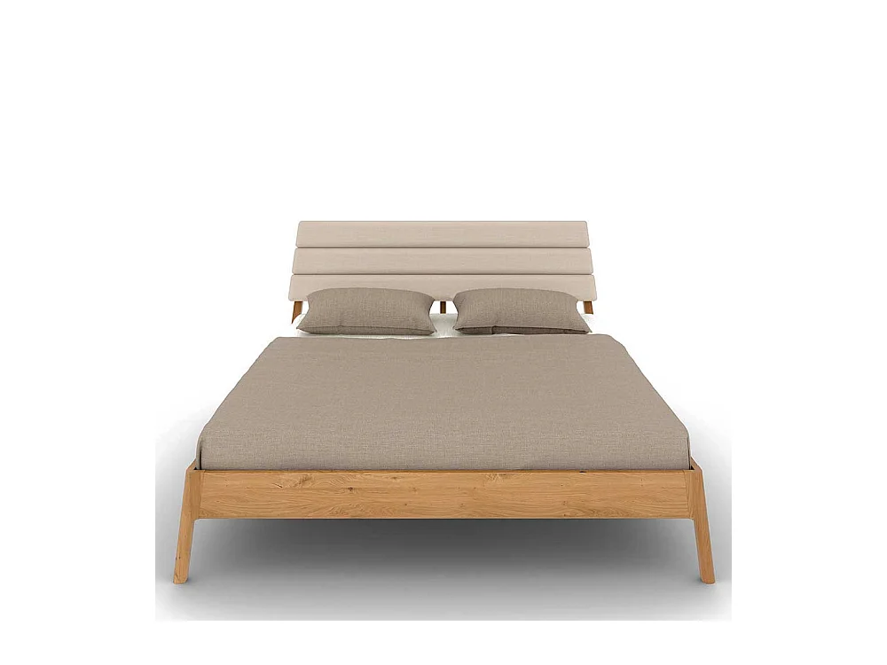 Bett aus Wildeiche Massivholz Webstoff (dreiteilig)