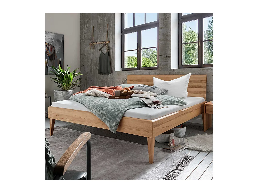 Kernbuche Doppelbett aus Massivholz 45 cm Einstiegshöhe