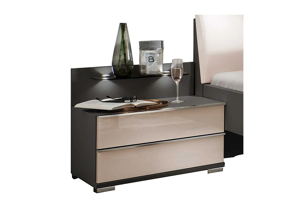 Design Doppelbett mit Nachtkonsolen LED Beleuchtung (dreiteilig)