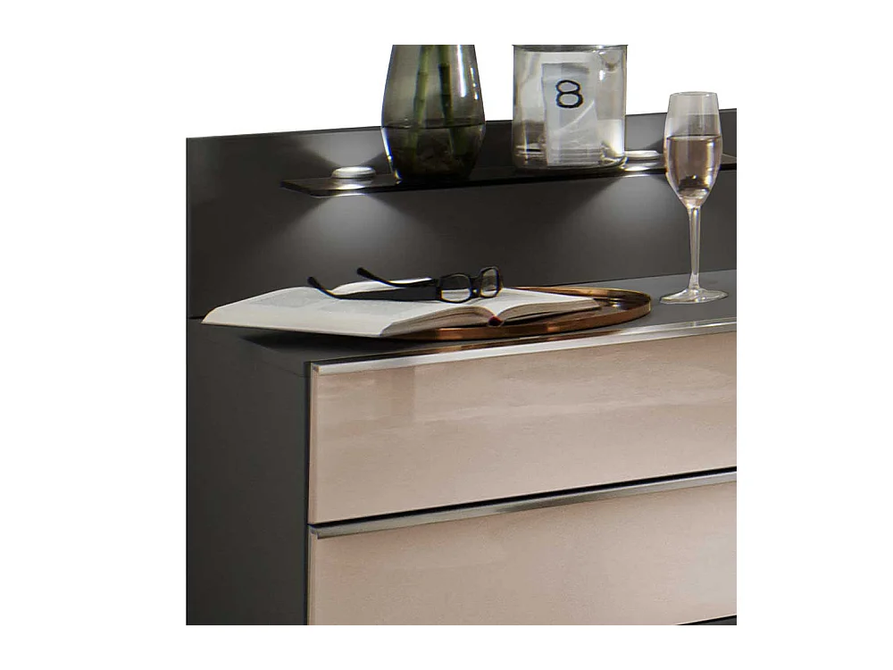Design Doppelbett mit Nachtkonsolen LED Beleuchtung (dreiteilig)