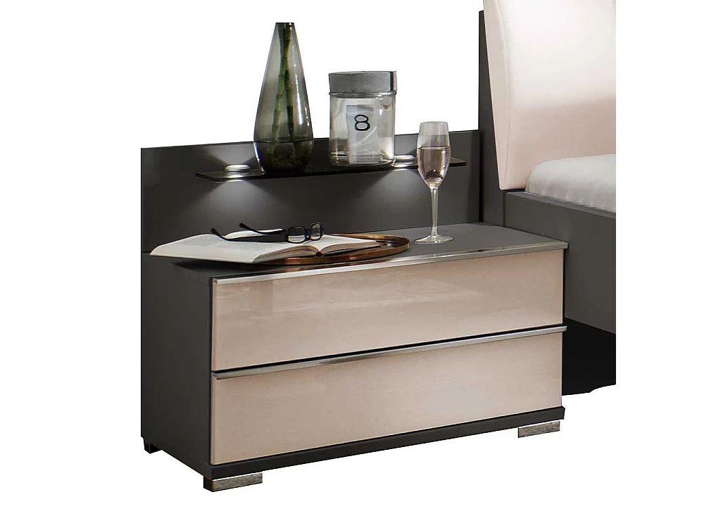 Design Doppelbett mit Nachtkonsolen LED Beleuchtung (dreiteilig)