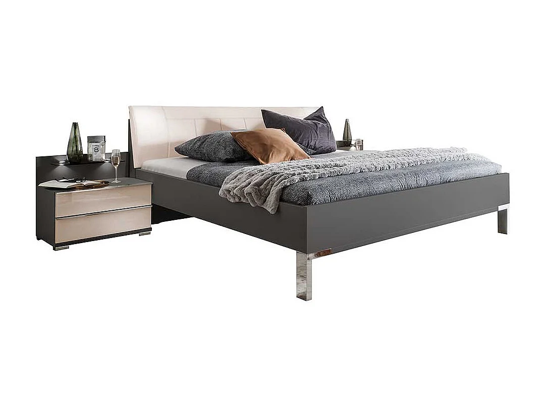 Design Doppelbett mit Nachtkonsolen LED Beleuchtung (dreiteilig)