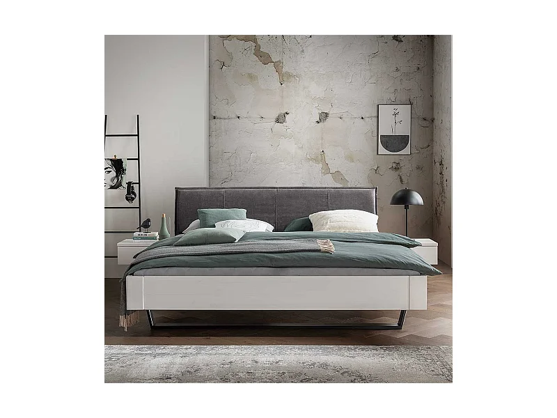 Bett Kufenbett aus Kiefer Massivholz und Metall