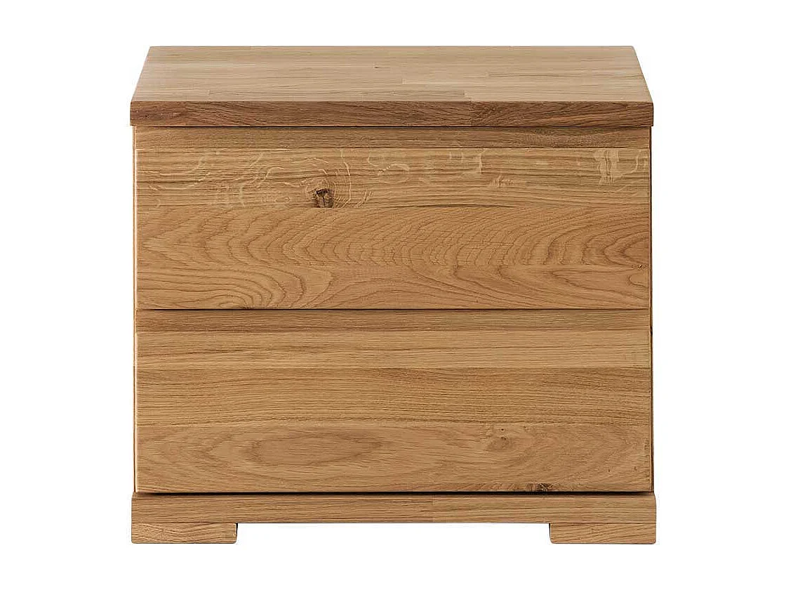 Massivbett aus Wildeicheholz zwei Nachtkommoden (dreiteilig)