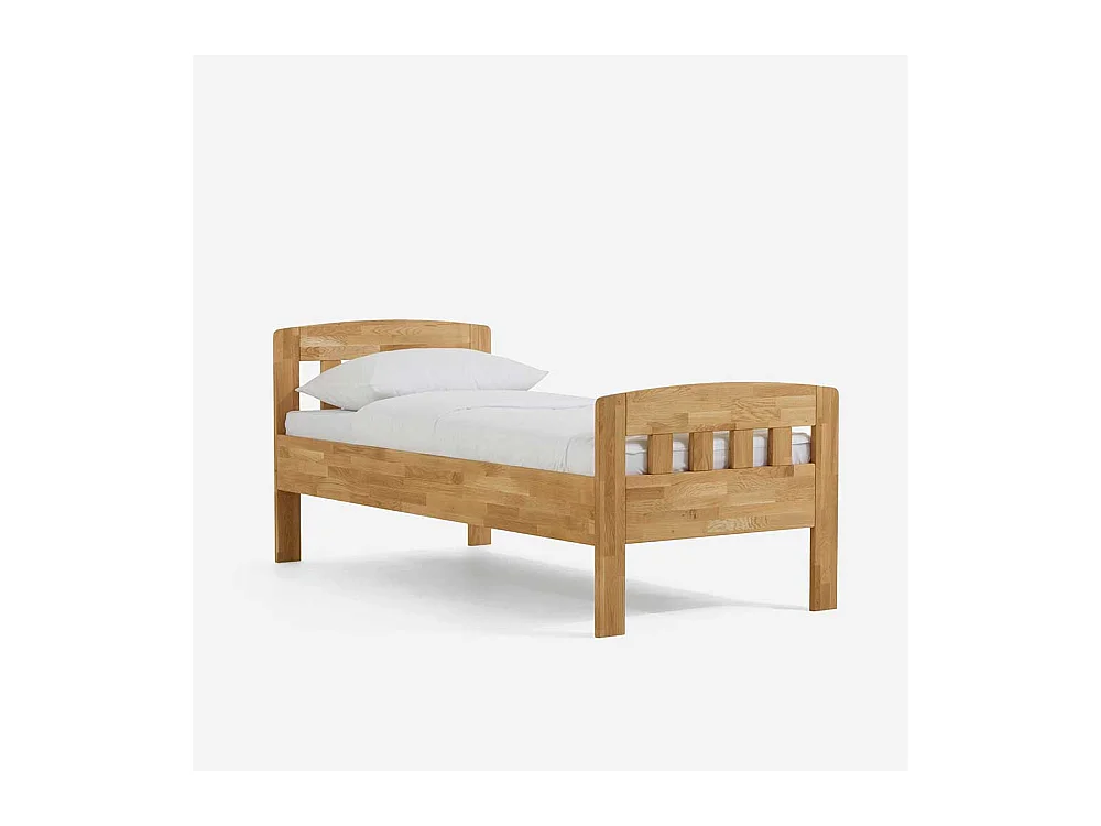 Einzelbett aus Wildeiche Massivholz honigfarben geölt