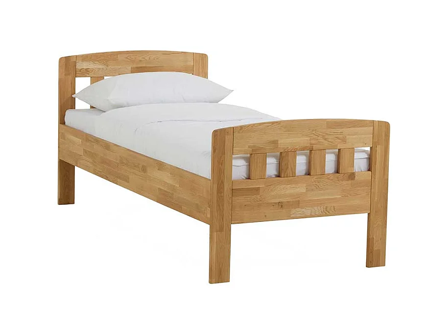 Einzelbett aus Wildeiche Massivholz honigfarben geölt