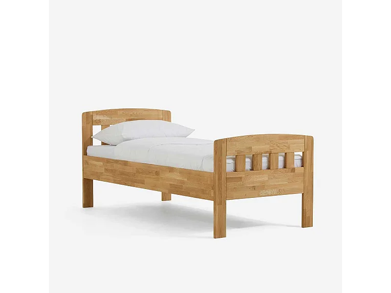 Einzelbett aus Wildeiche Massivholz honigfarben geölt