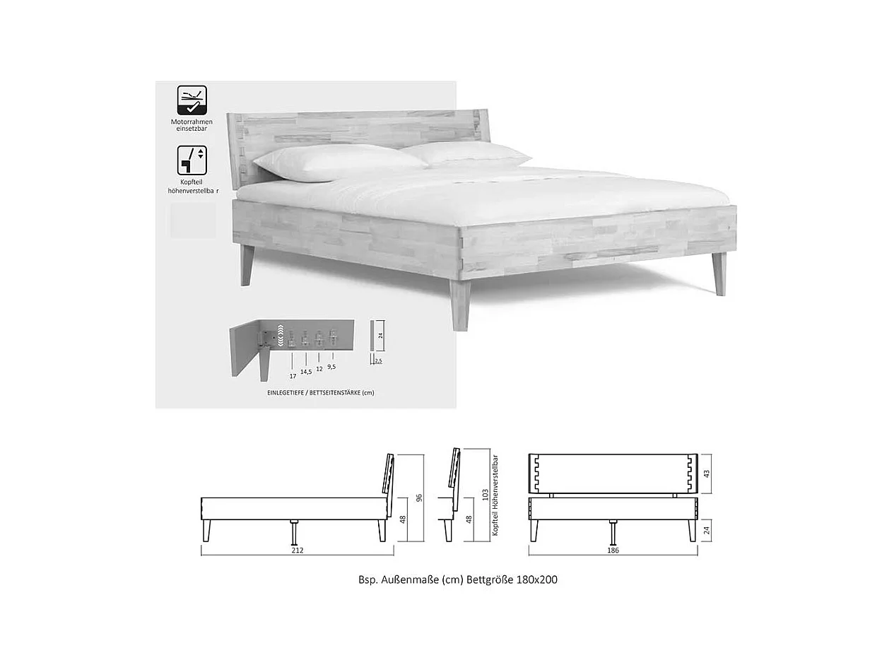 Naturholzbetten in Kernbuchefarben 48 cm Einstiegshöhe