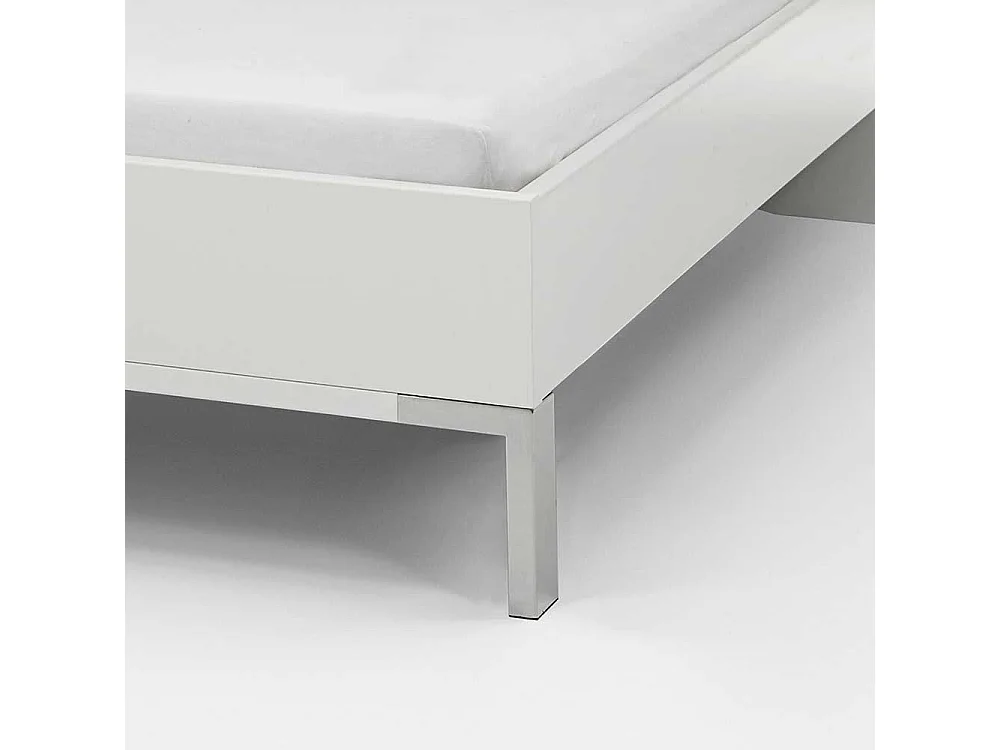 Bett in Polsterkopfteil in Grau Braun LED Beleuchtung