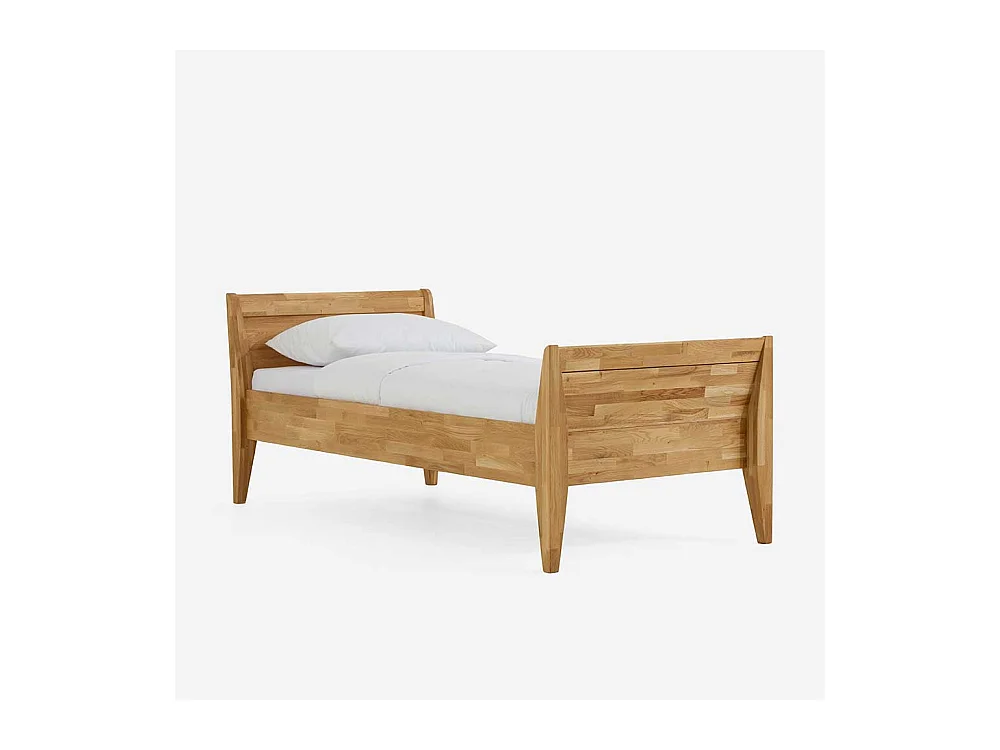 Einzelbett aus Wildeiche Massivholz Überlänge
