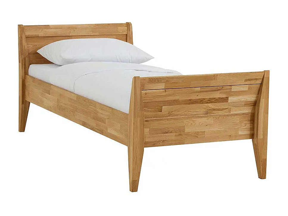 Einzelbett aus Wildeiche Massivholz Überlänge