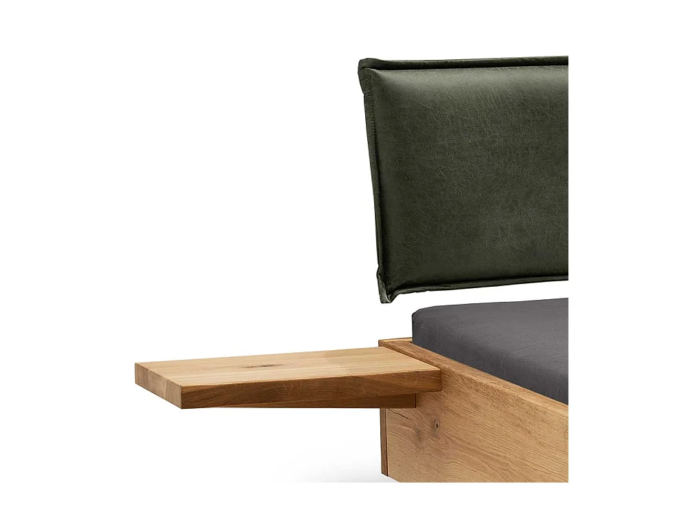 Hochwertiges Doppelbett aus Wildeiche Massivholz Metall (dreiteilig)