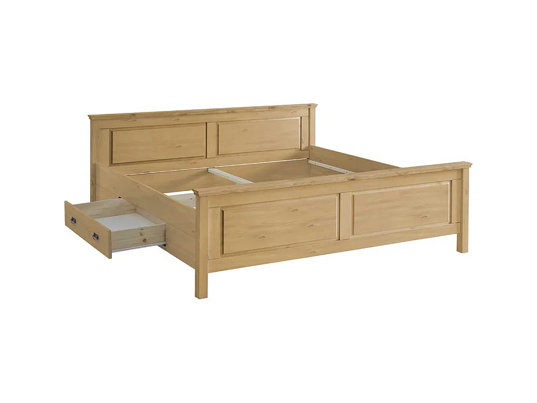 Holzbett aus Kiefer Massivholz Landhausstil