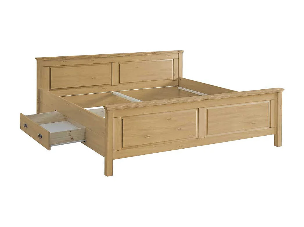 Holzbett aus Kiefer Massivholz Landhausstil