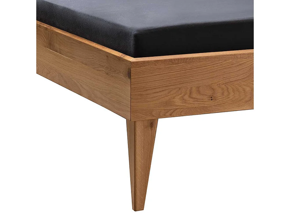 Doppelbett Wildeiche massiv geölt in modernem Design 93 cm Kopfteil