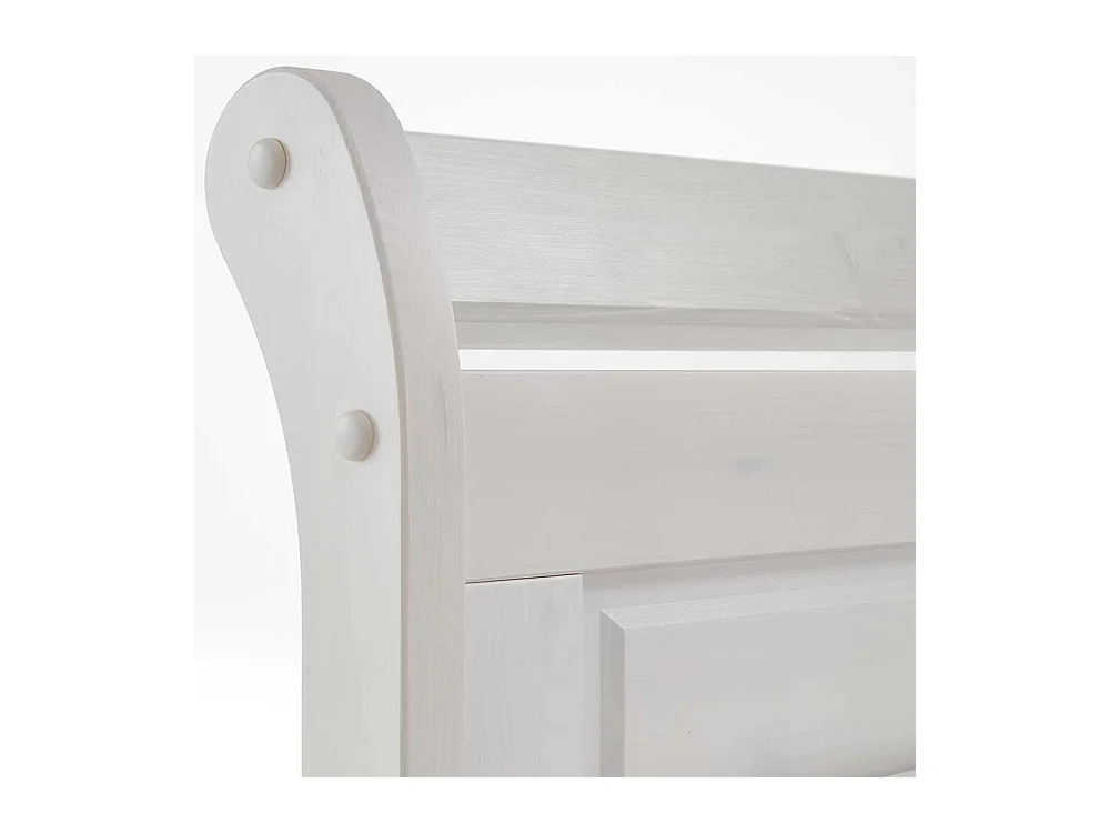 Landhaus Doppelbett in Weiß Kiefer massiv Nachtkonsolen (dreiteilig)