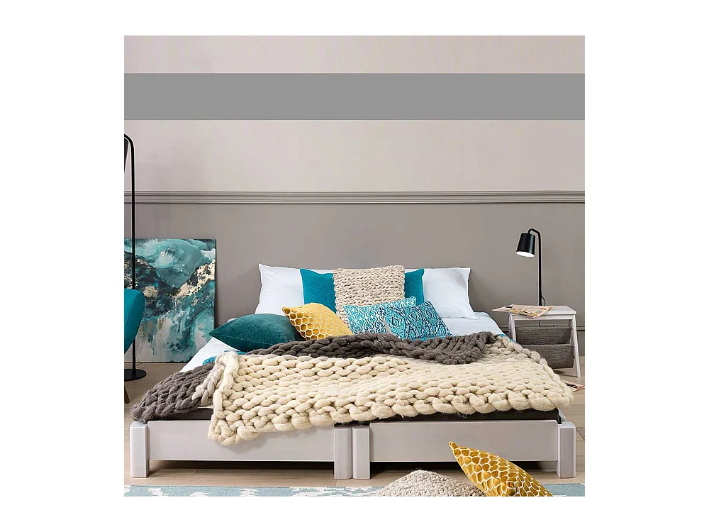 Futonbett in Weiß Buche massiv stapelbar (zweiteilig)