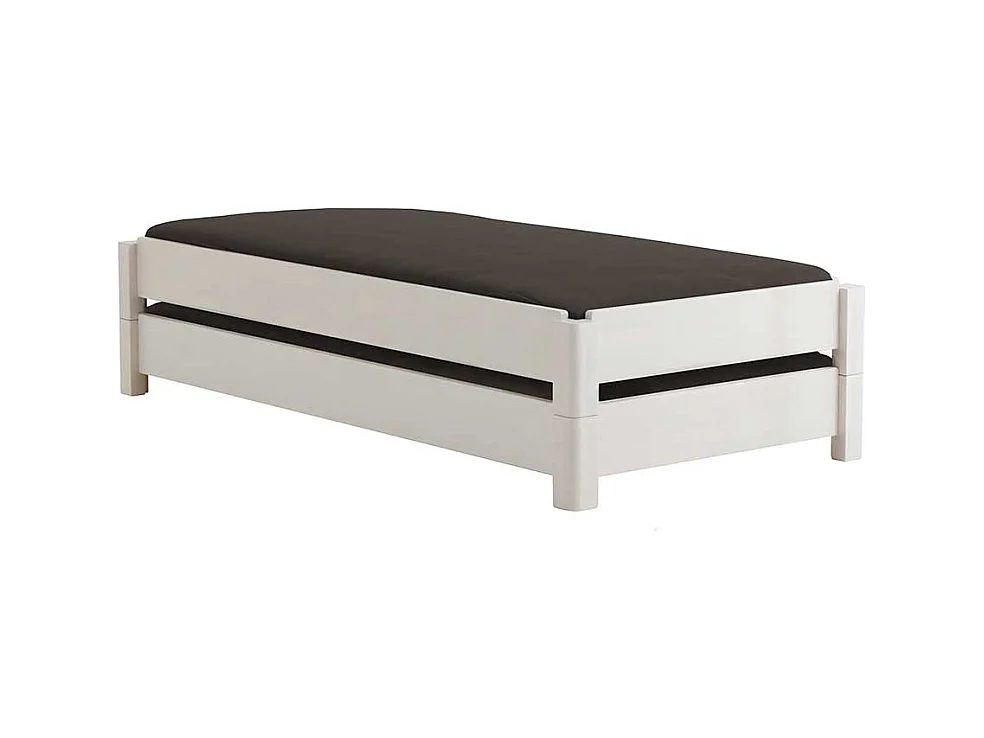 Futonbett in Weiß Buche massiv stapelbar (zweiteilig)