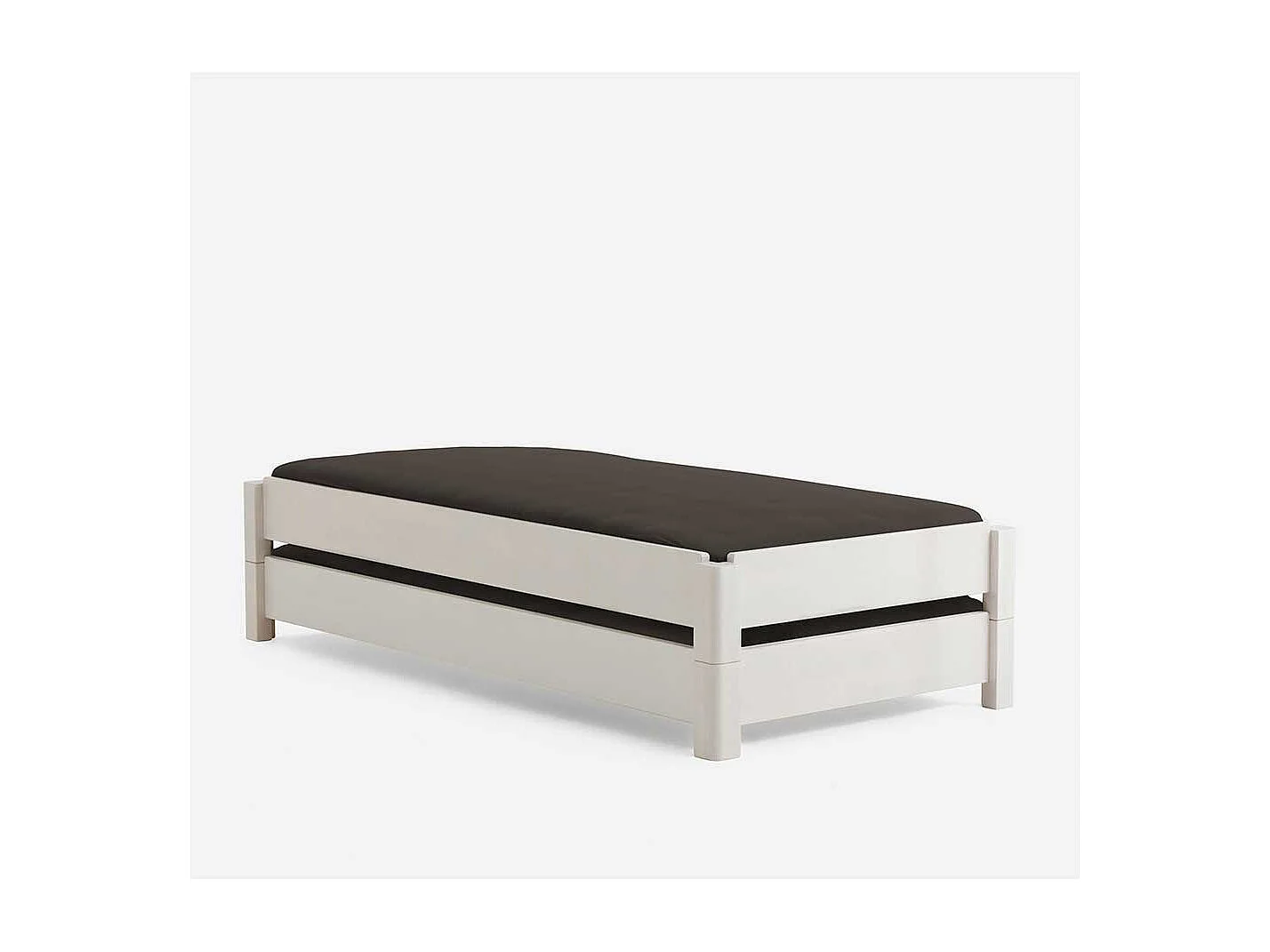 Futonbett in Weiß Buche massiv stapelbar (zweiteilig)