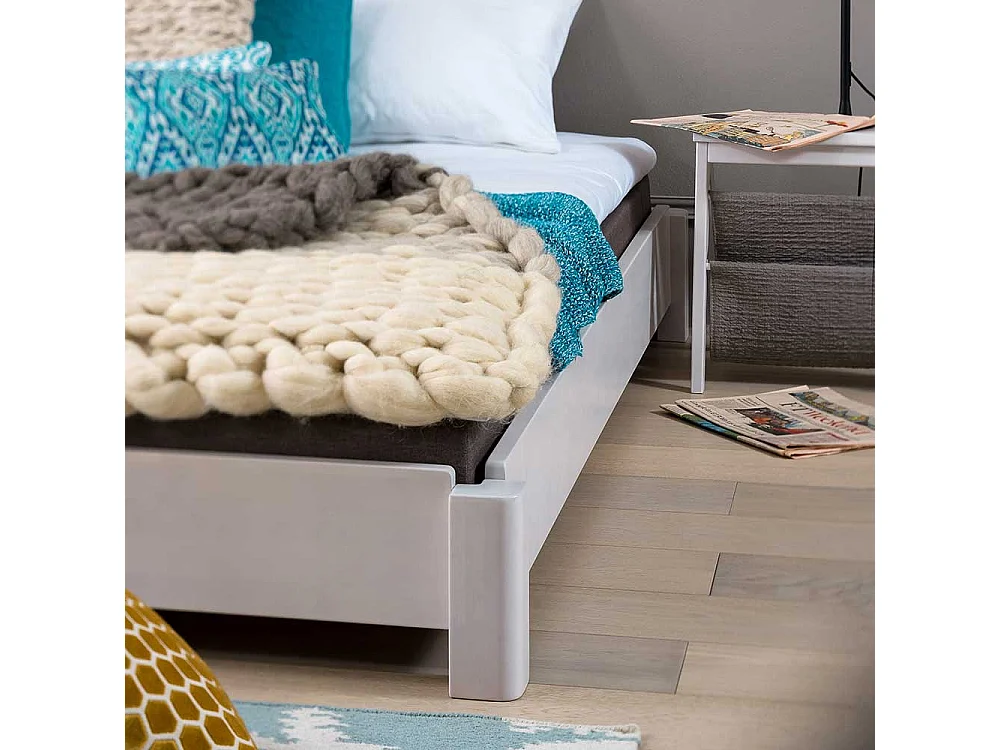 Futonbett in Weiß Buche massiv stapelbar (zweiteilig)